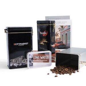 Tin coffee can rectangle with buckle