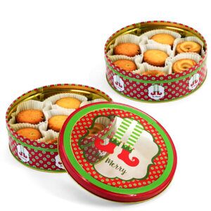 Window Christmas metal cookie tins