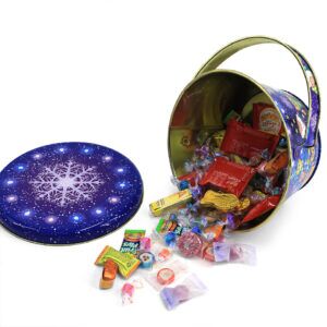 Christmas theme metal tin bucket with lid