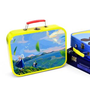 Colorful Tin Puzzle Storage Box with Lock and Handle