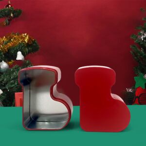 Chritmas theme red socks/shoes tin can for gift